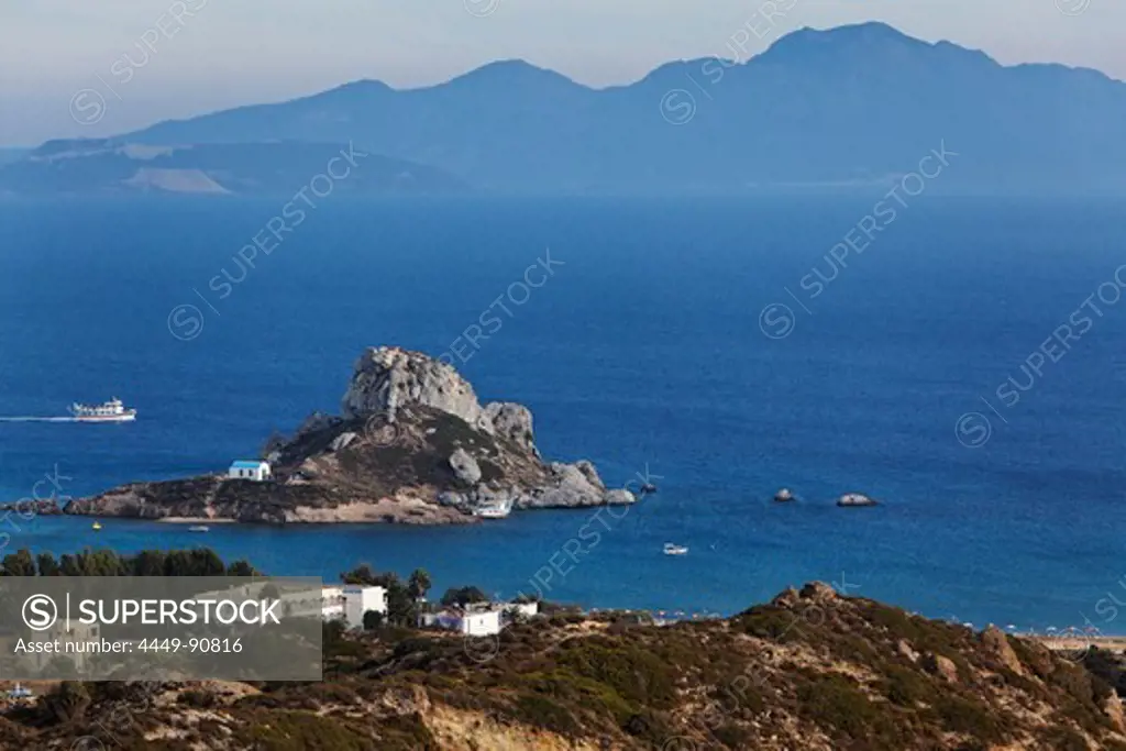 View of Agios Stefanos and the peninsula of Kefalos, Kos, Dodecanese Islands, Greece, Europe