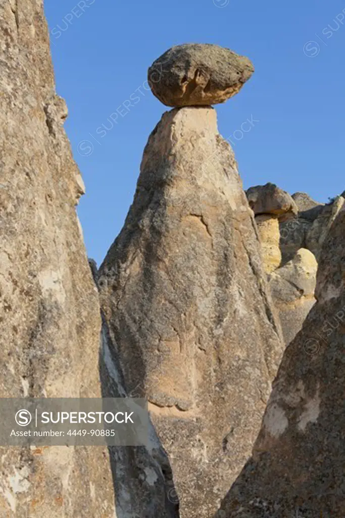 Fairy chimney near Pasabagi, Tufa erosion, Goereme, Goereme National Park, UNESCO World Nature Site, Cappadocia, Anatolia, Turkey