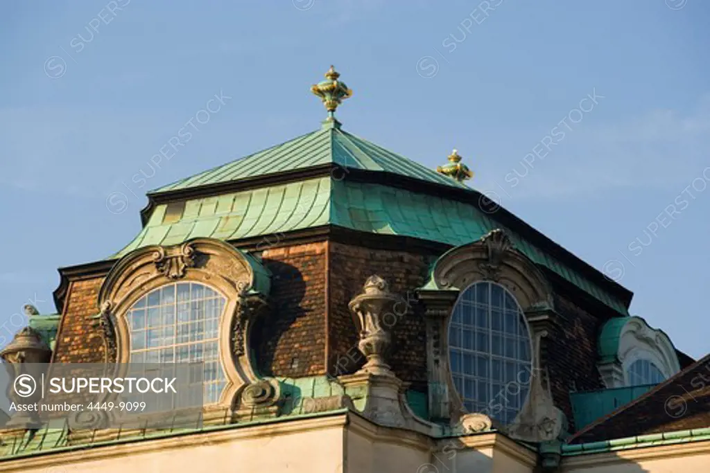 Detail of the Austrian National Library's roof, Square Josefsplatz, Alte Hofburg, Vienna, Austria