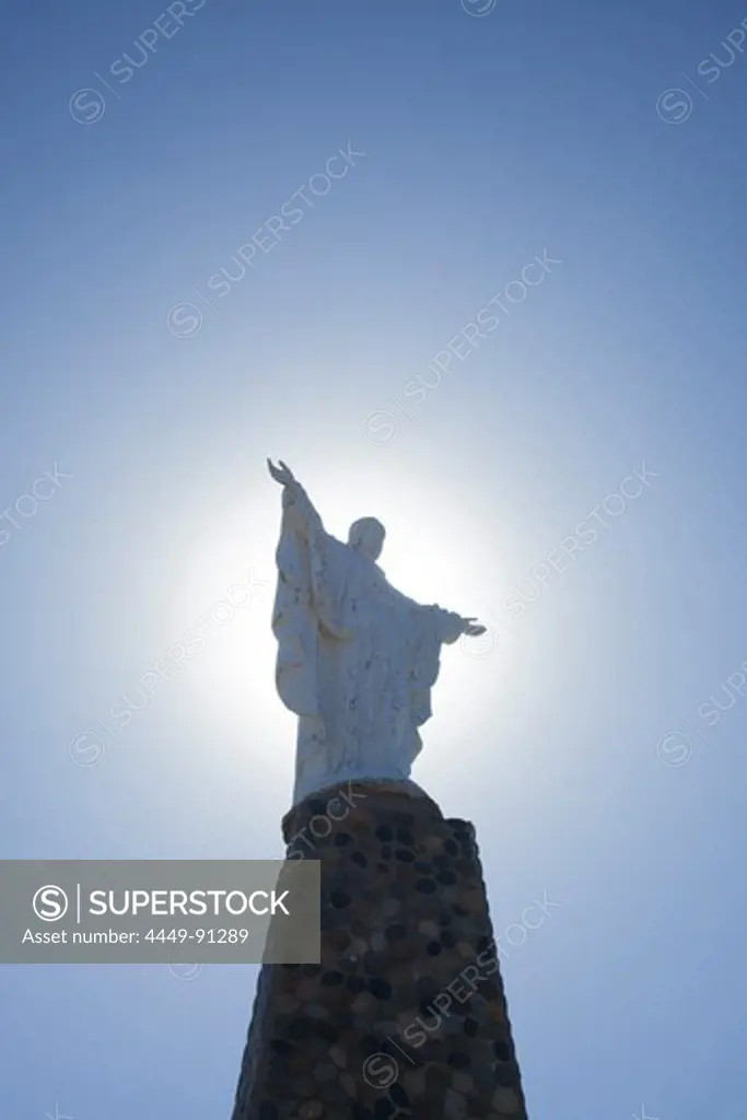 Cristo Redentor, Christ the Redeemer statue at the entrance to the Valdes National Park, near Puerto Madryn, Chubut, Patagonia, Argentina, South America