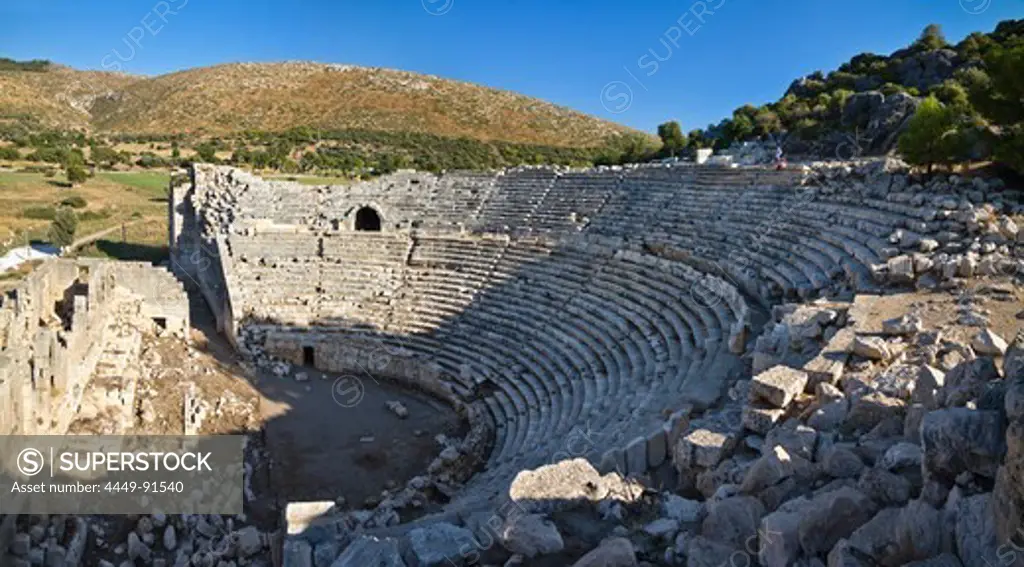 Roman theatre of the ancient city of Patara, lycian coast, Lykia, Mediterranean Sea, Turkey, Asia