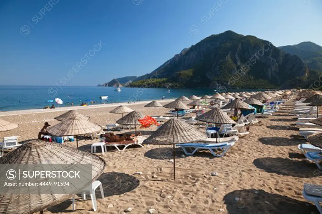 Olympos Beach near ancient Olympos, Cirali, lycian coast, Lycia, Mediterranean Sea, Turkey, Asia