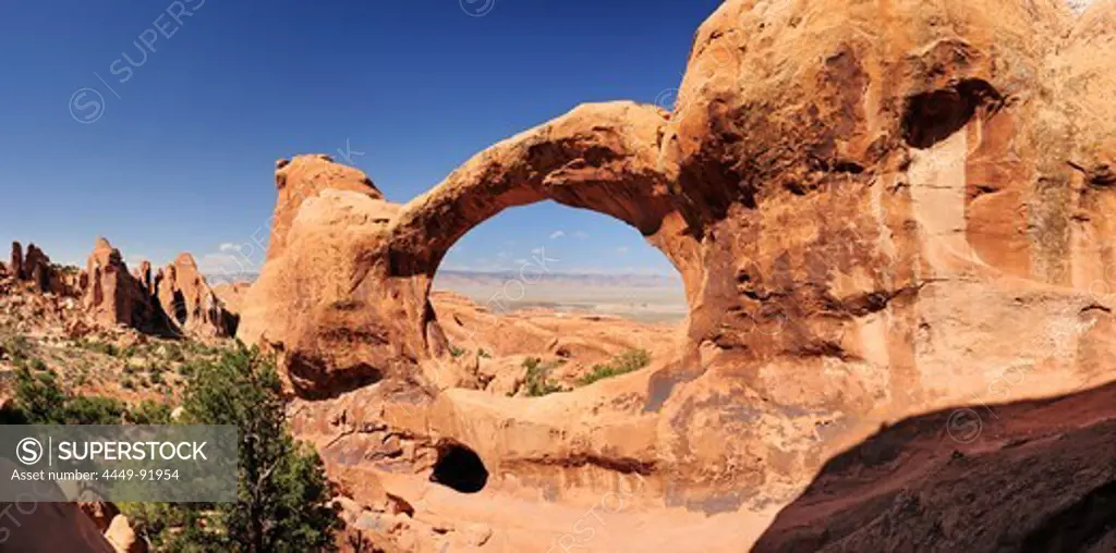 Panorama of Double O Arch, Arches National Park, Moab, Utah, Southwest, USA, America