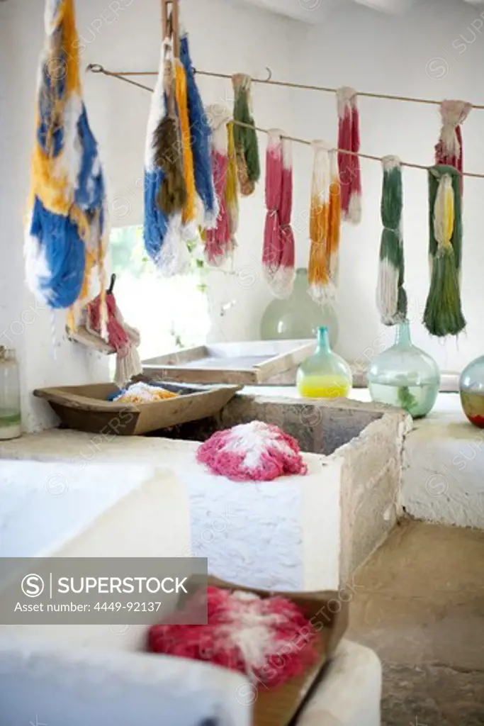 Dyeworks, museum La Granja, Esporles, Majorca, Balearic Islands, Spain