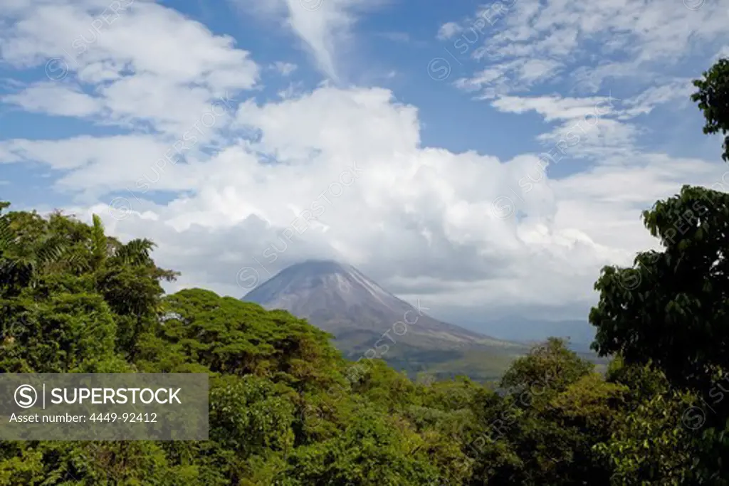 View of Arenal volcano and rainforest, La Fortuna, Costa Rica, Central America, America