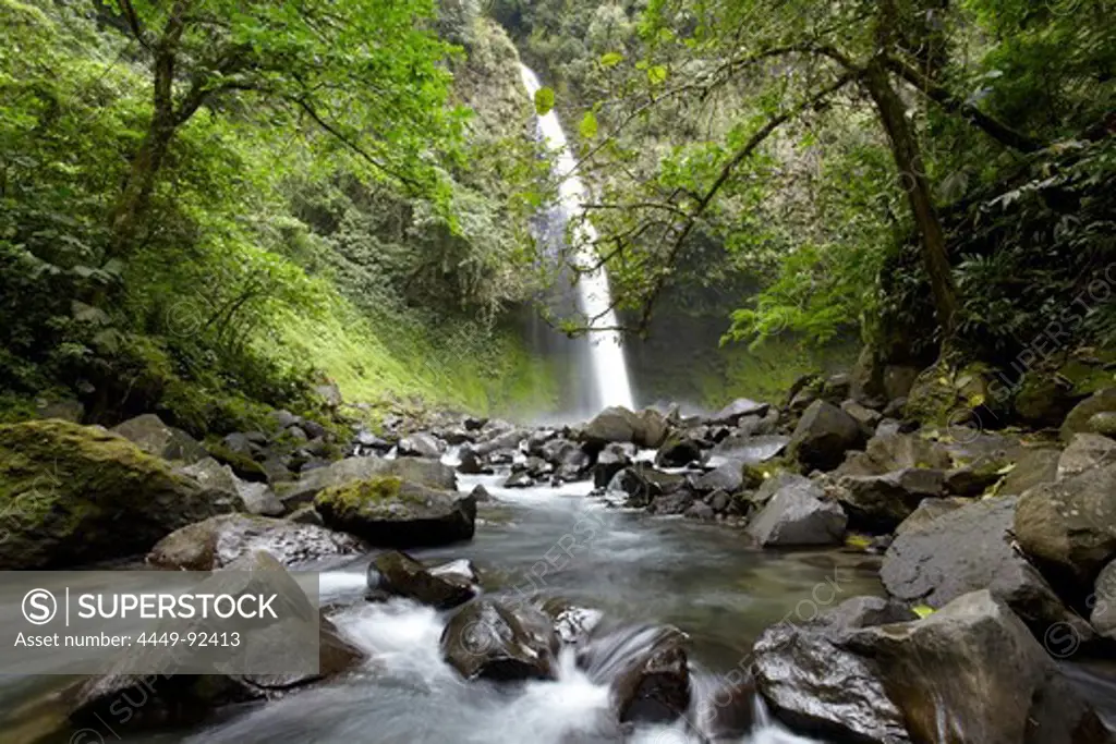 View of waterfall Catarata Rio Fortuna, La Fortuna, Costa Rica, Central America, America