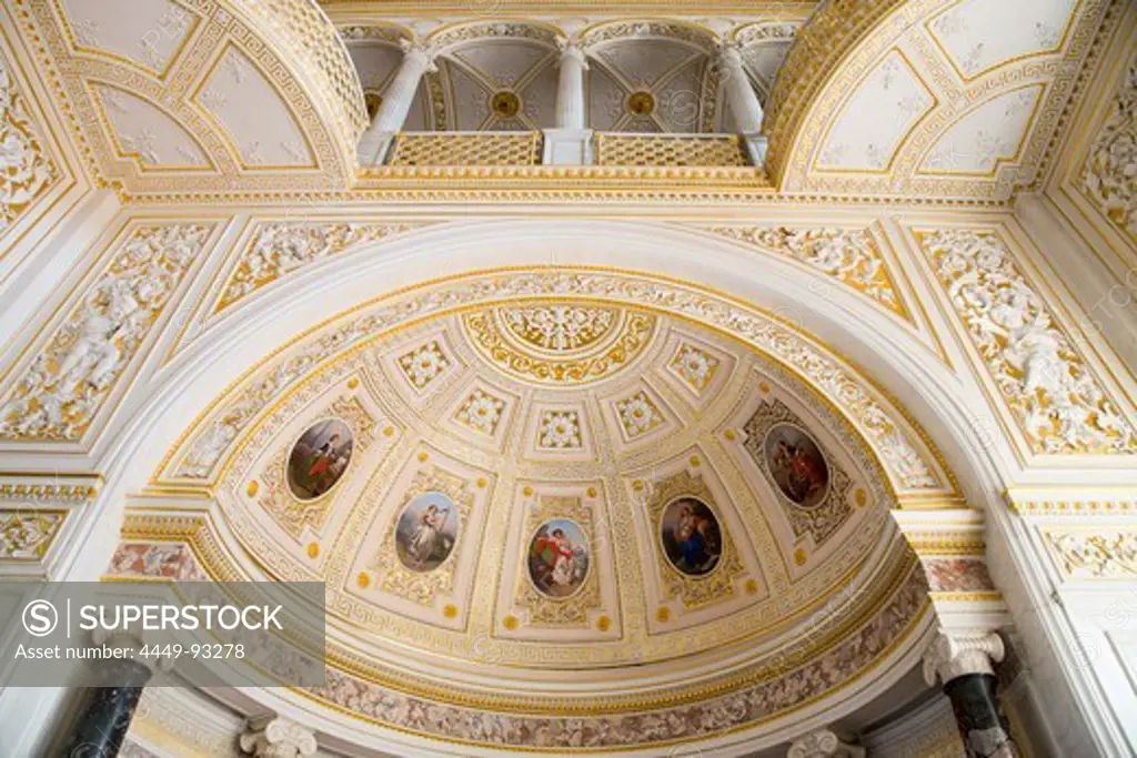 Ceiling inside of The Hermitage museum complex, St. Petersburg, Russia, Europe