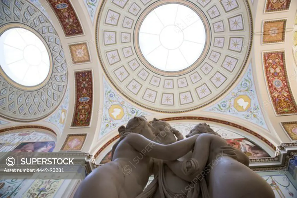 Sculpture of The Three Graces by Antonio Canova inside The Hermitage museum complex, St. Petersburg, Russia, Europe
