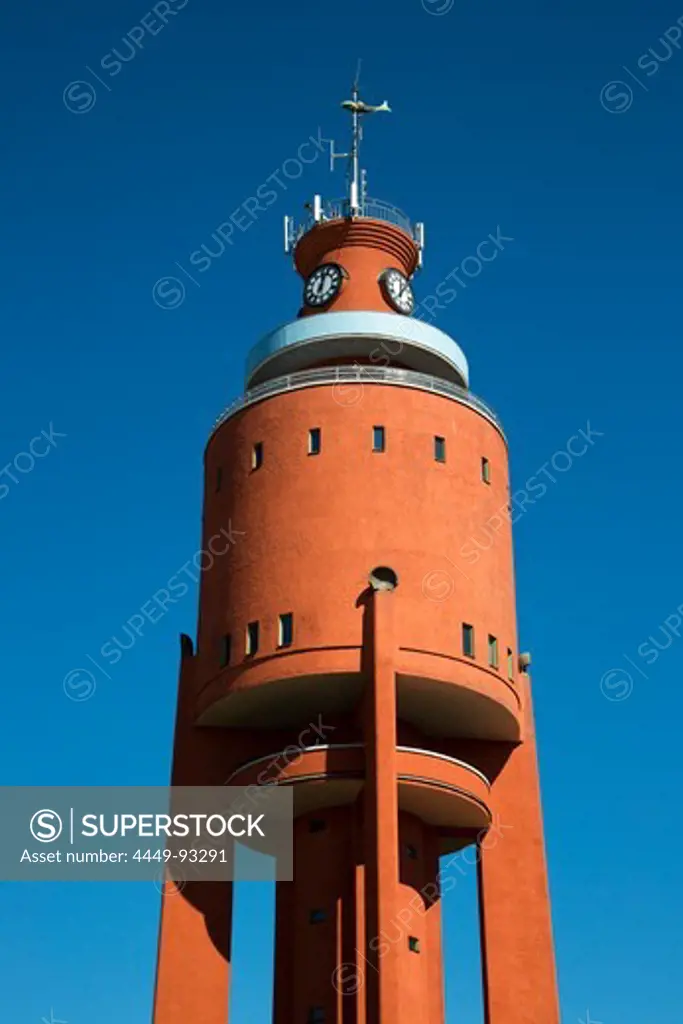 Hanko water tower under blue sky, Hanko, Southern Finland, Finland, Europe