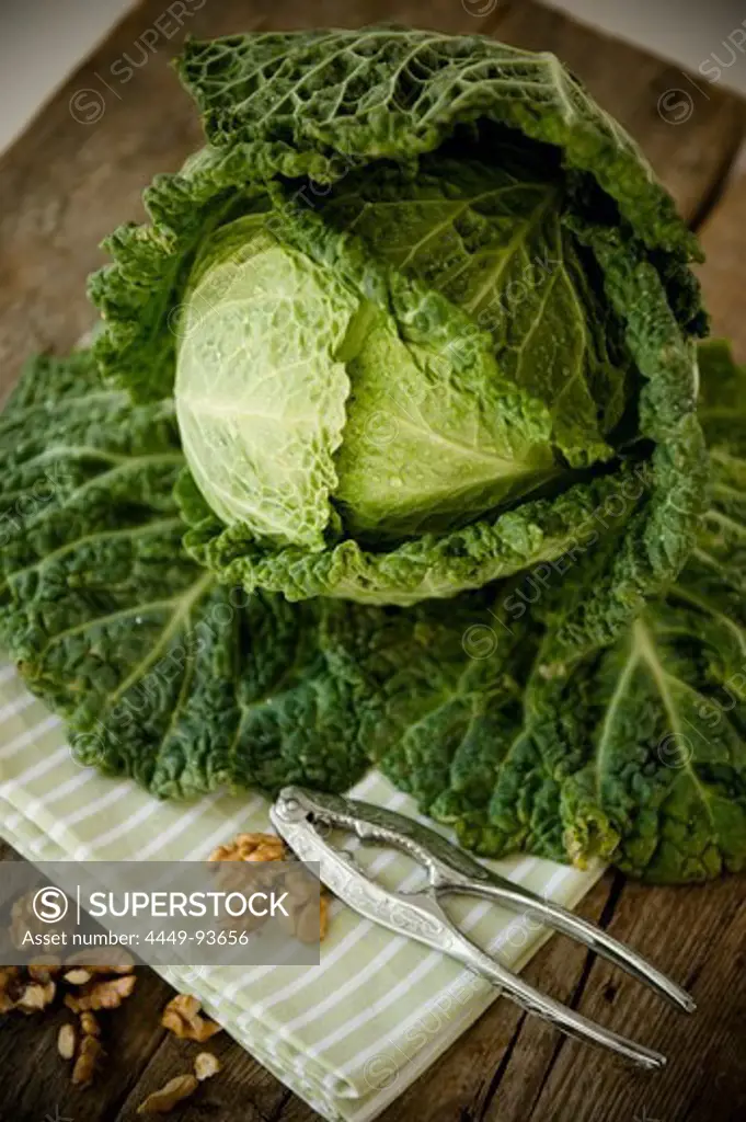 Green cabbage and walnuts, Vegetable, Healthy, Homegrown