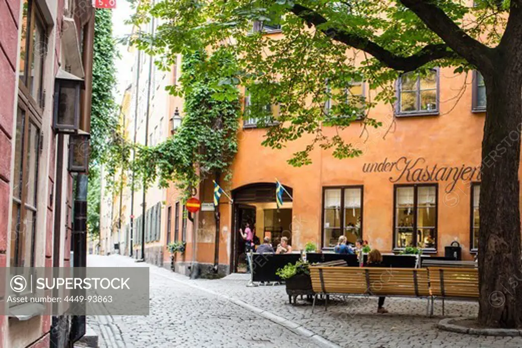A street cafe at Gamla stan, Stockholm, Sweden, Europe