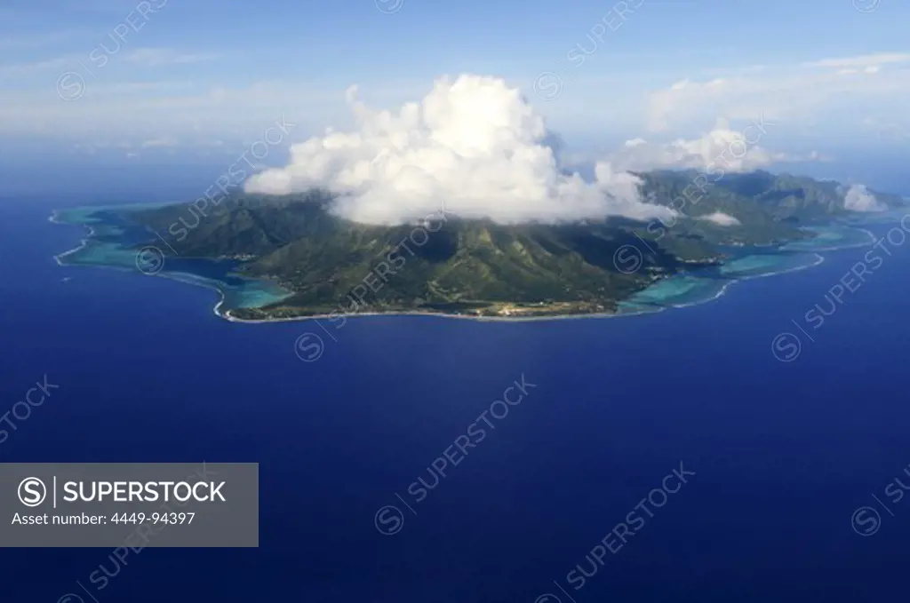 Aerial view of the island of Raiatea, Society Islands, French Polynesia, Windward Islands, South Pacific