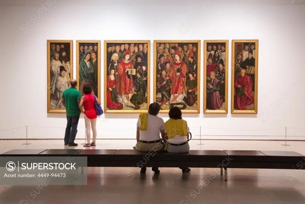 Panels of St. Vincent by Nuno Goncalves (ca.1470) on display at Museo Nacional de Arte Antiguo, National Museum of Ancient Art in Lapa district, Lisbon, Lisboa, Portugal