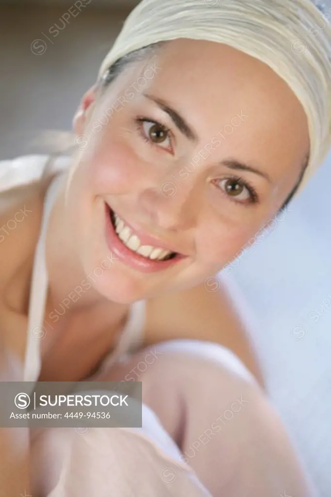 Portrait of a young woman, smiling, Munich, Germany