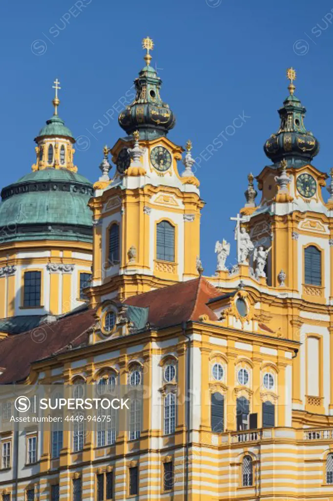 View of Benedictine abbey Melk, Lower Austria, Austria, Europe