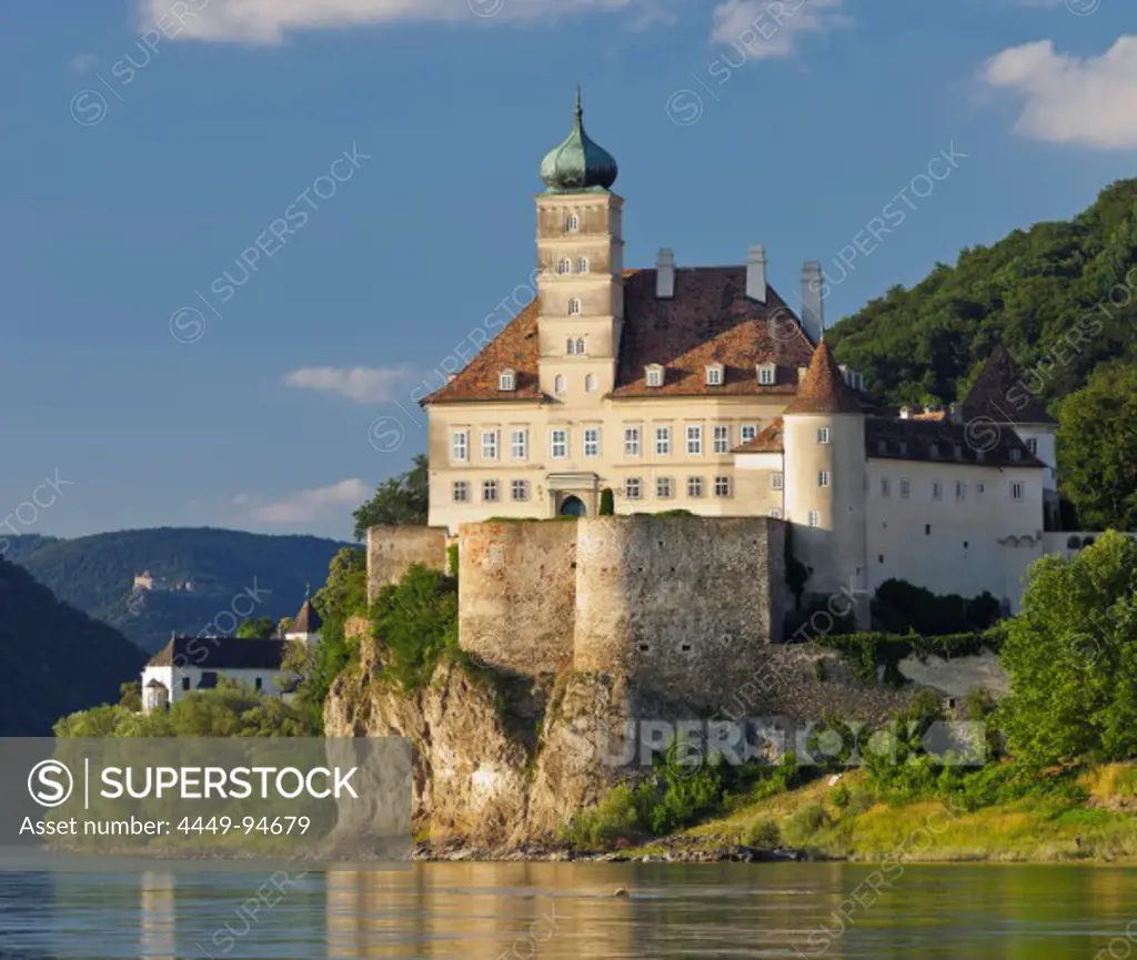 Schoenbuehel castle at Danube river in the sunlight, Schoenbuehel-Aggsbach, Wachau, Lower Austria, Austria, Europe