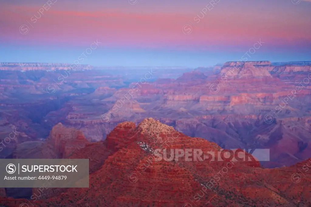 View from Desert View across the Grand Canyon at sunrise, South Rim, Grand Canyon National Park, Arizona, USA, America