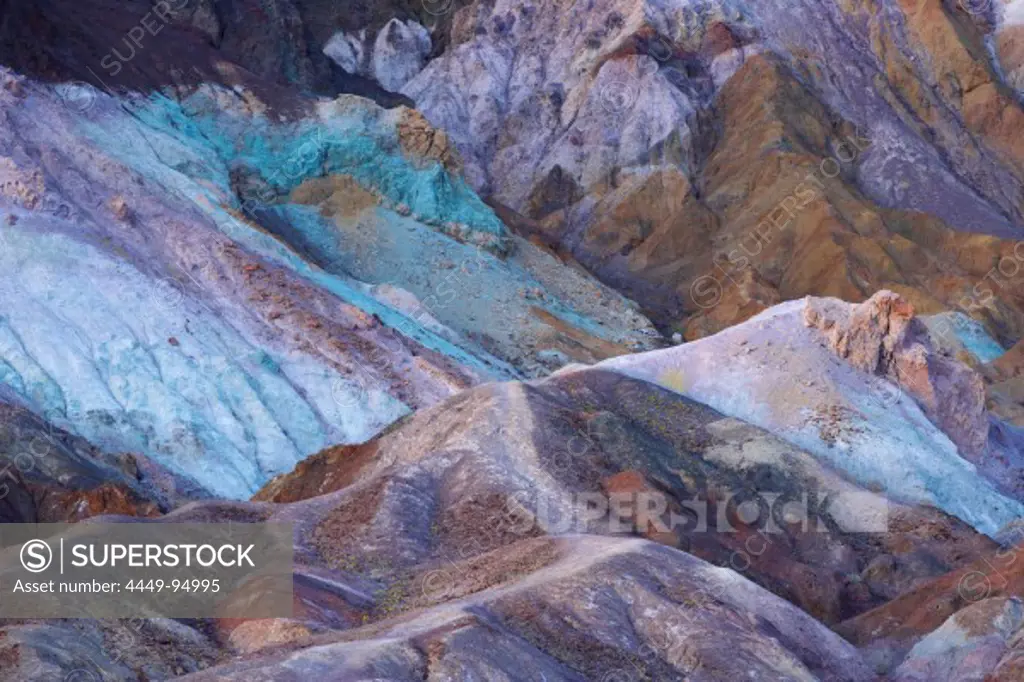 Colourful rock formation of the Artists Palette, Artists Drive, Death Valley National Park, California, USA, America