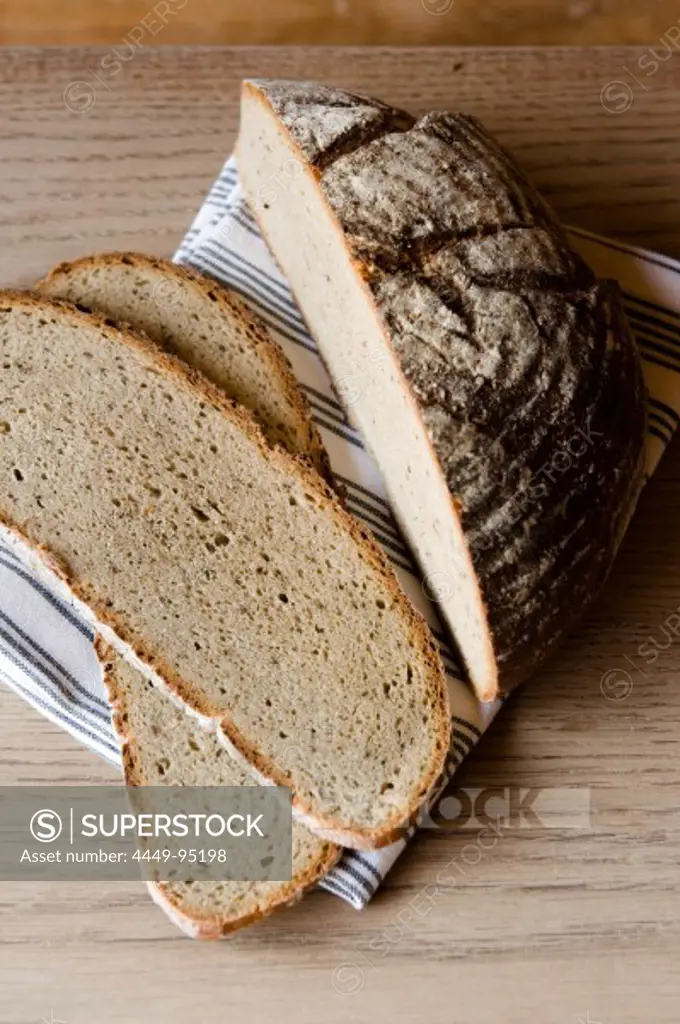 Slices of bread, Loaf of Sourbread, baking, homemade, Bavaria, Germany