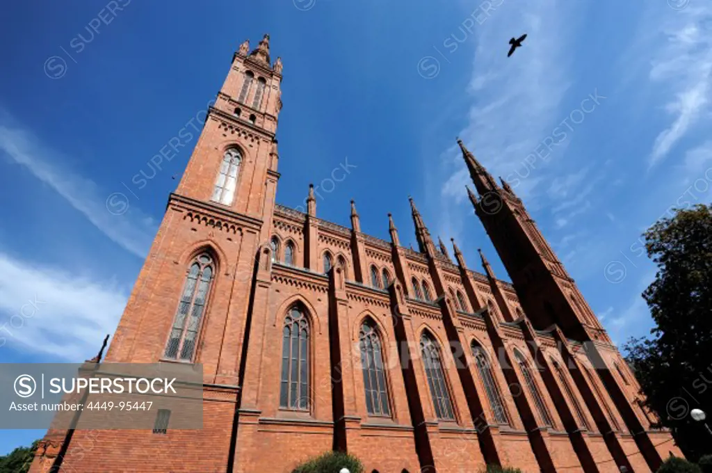 Marktkirche church in neogothic style, a brick building protestant church, Wiesbaden, Hesse, Germany, Europe