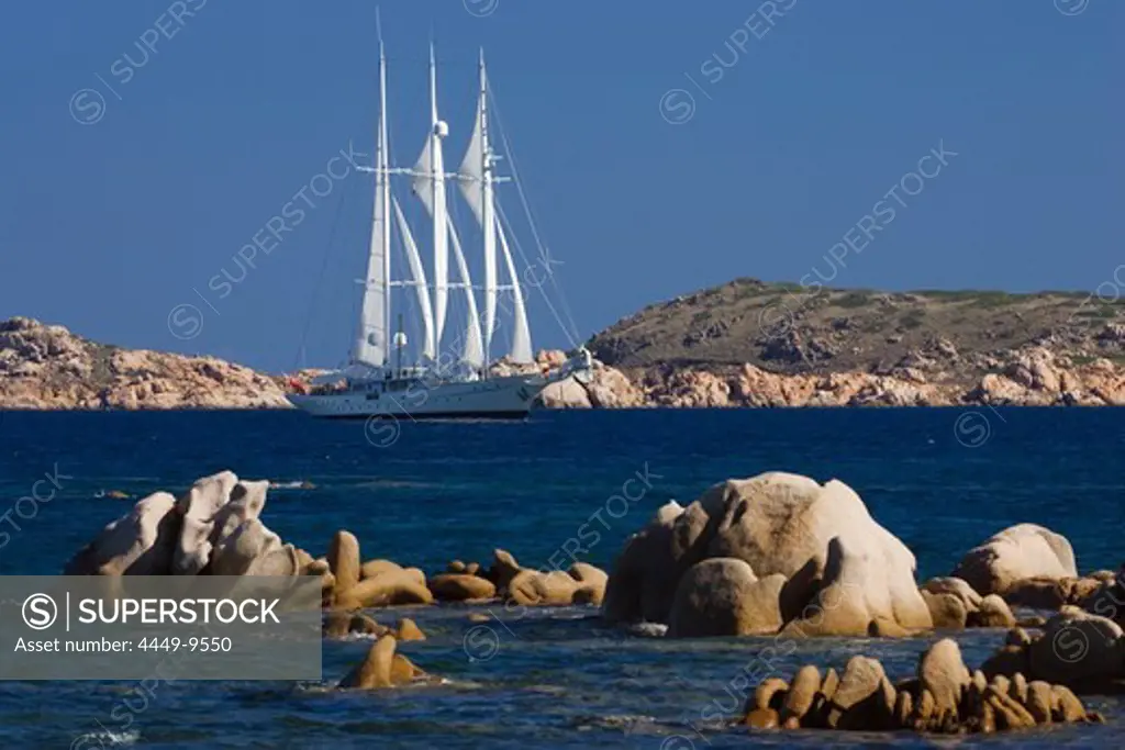 Luxury sailing yacht, Costa Smeralda, Sardinia, Italy