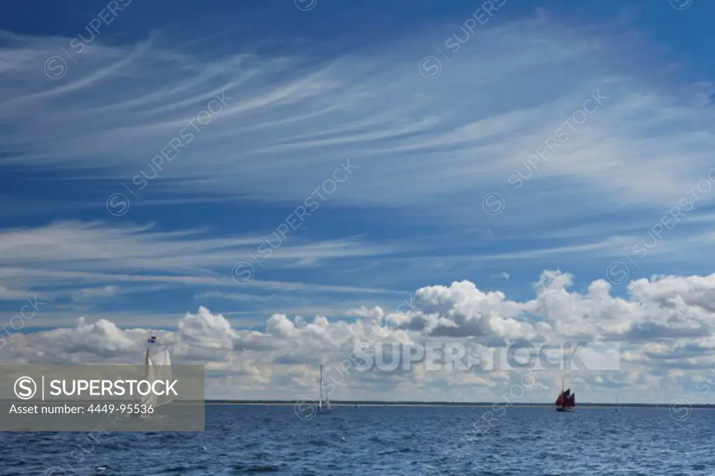 Cloudy sky above the Baltic Sea of Warnemuende, Mecklenburg Western Pomerania, Germany, Europe