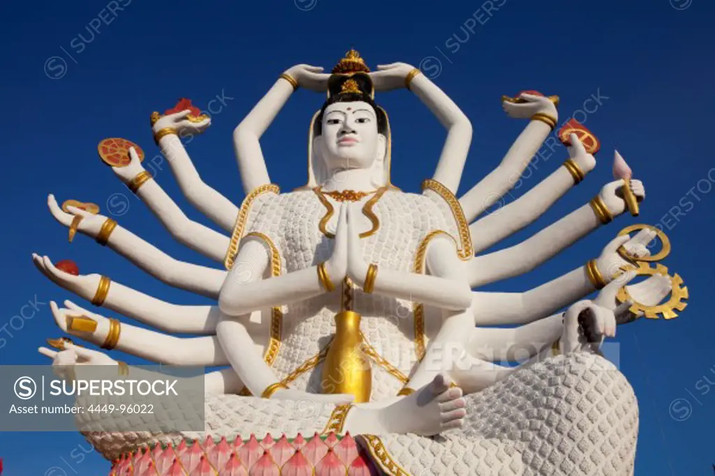 Guanyin with 18 arms in the buddhistic temple Wat Plai Lae, Koh Samui Island, Surat Thani Province, Thailand, Southeast Asia
