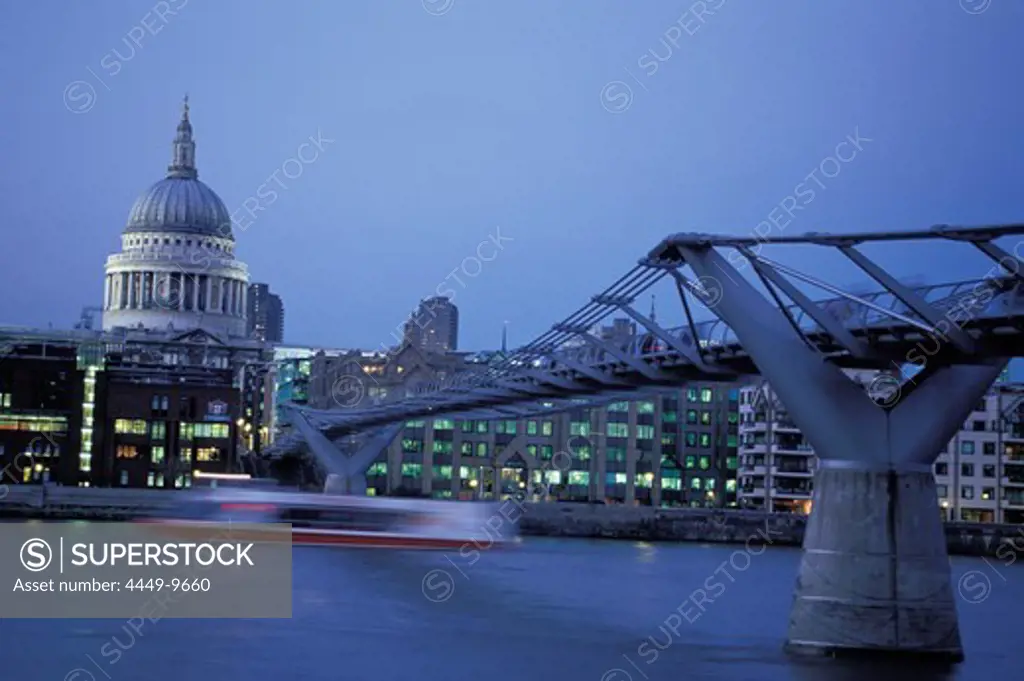 Millennium Bridge, St. Paul's Cathedral, City of London, London, England