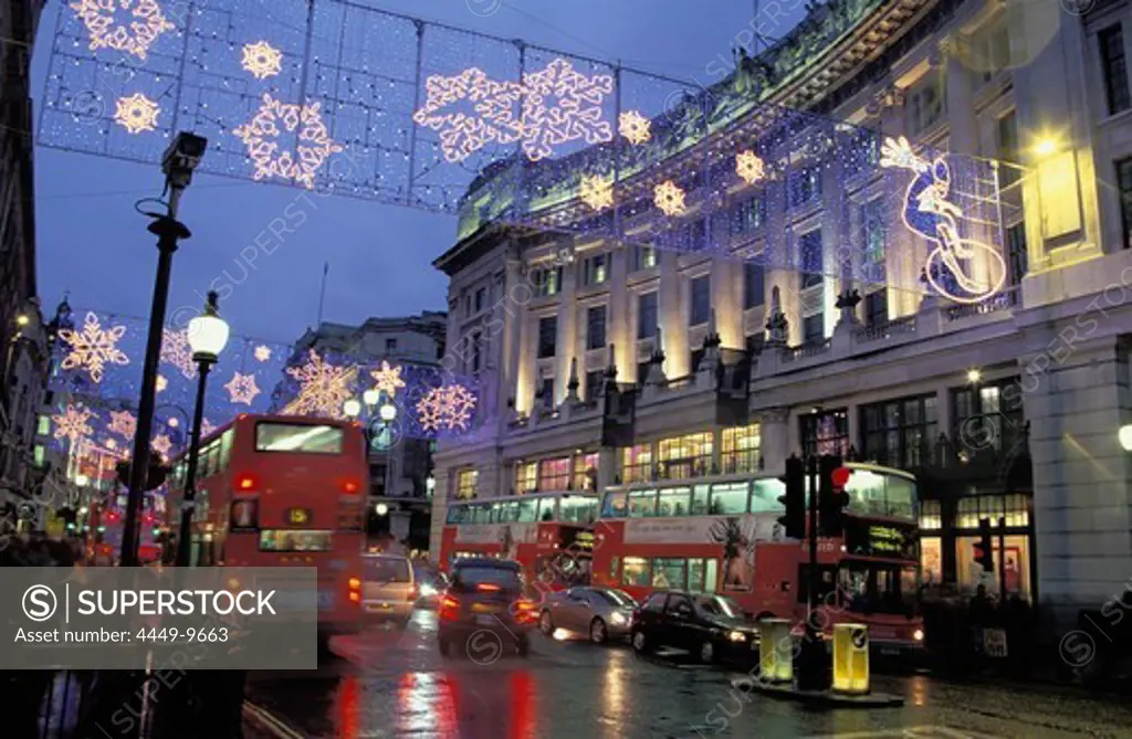 Regent Street at Christmas time, London, England