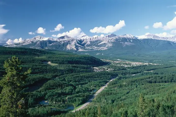 View of Jasper, Jasper National Park, Rocky Mountains, Alberta, Canada