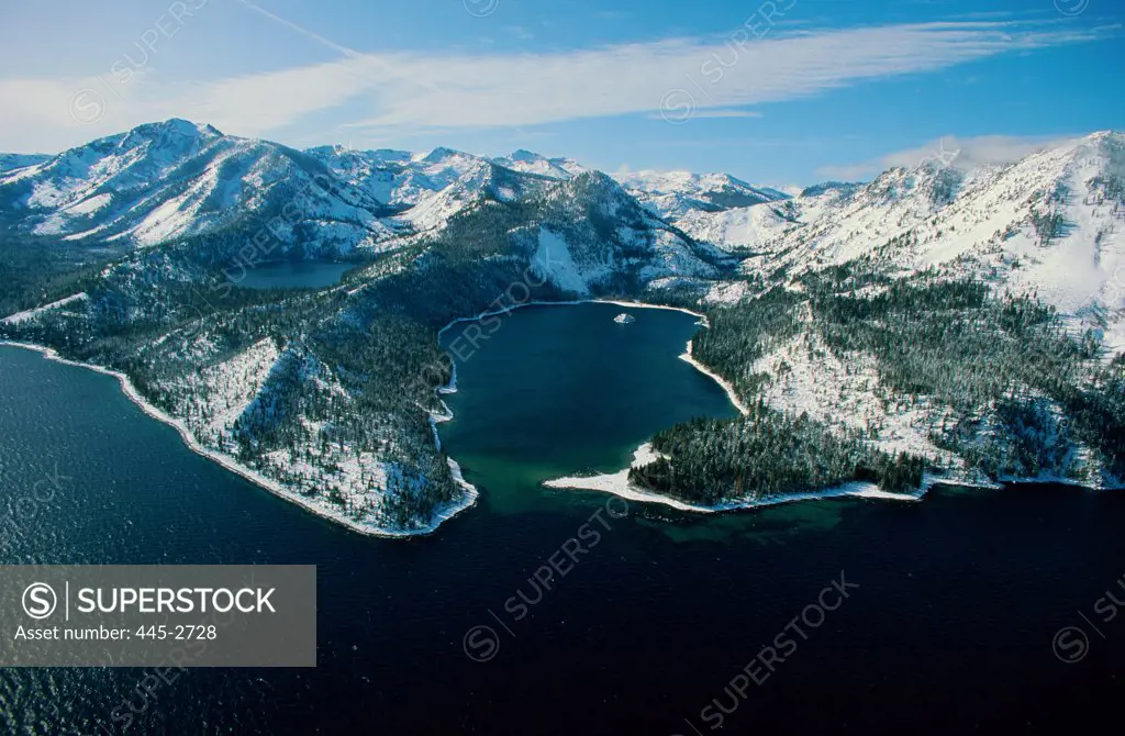 Aerial view of a lake, Lake Tahoe, California, USA