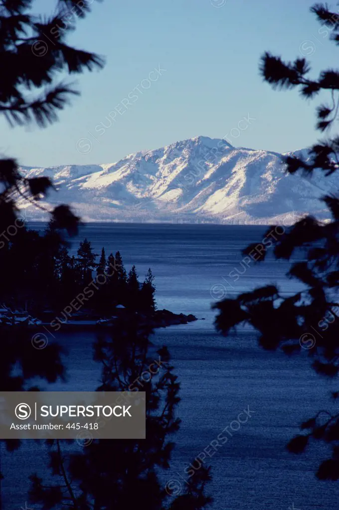 Lake in front of mountains, Mount Tallac, Lake Tahoe, California, USA