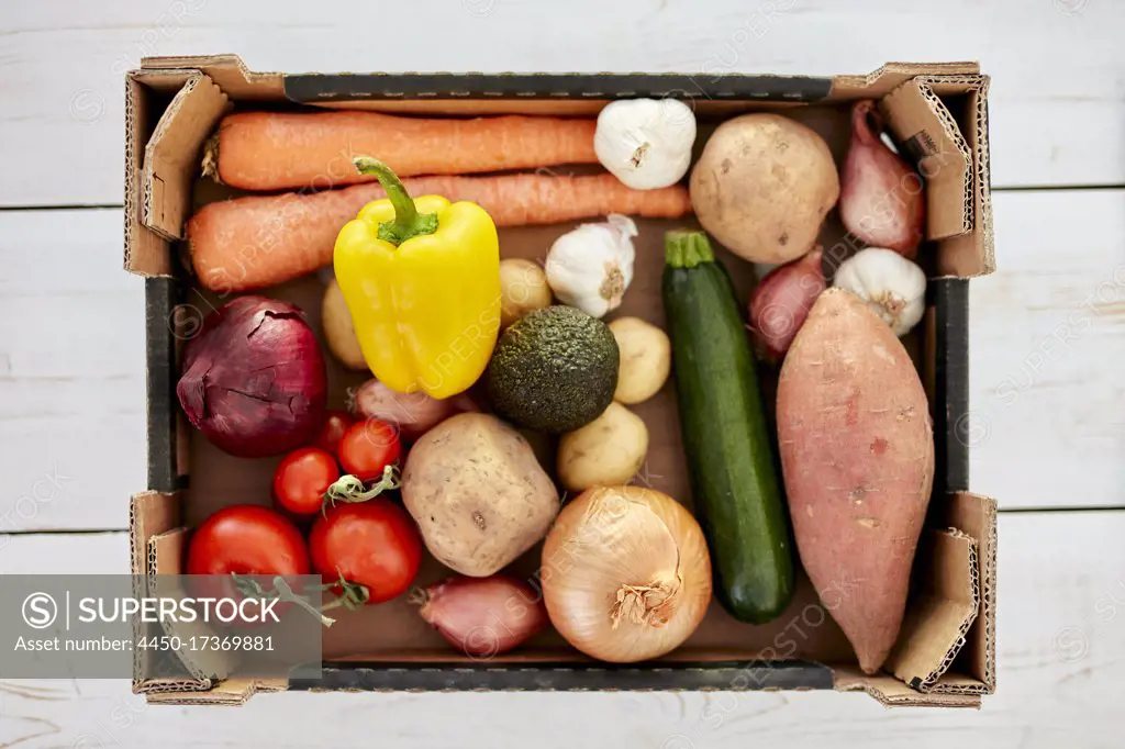 Box of organic vegetables