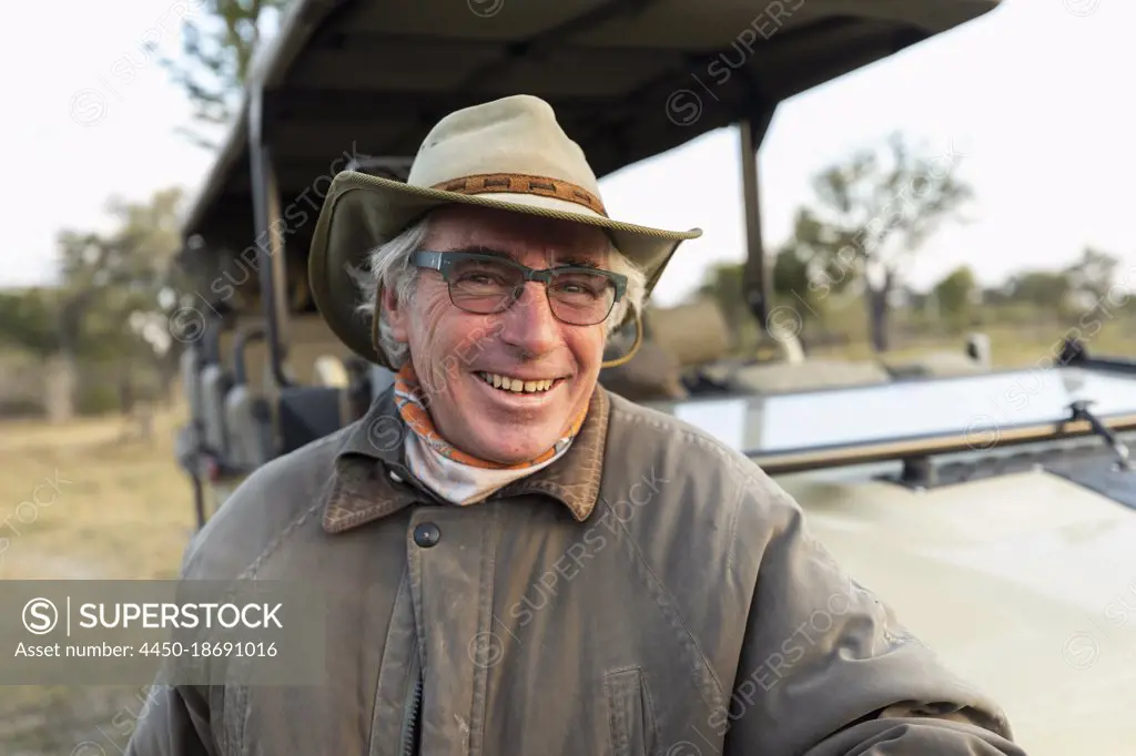 smiling safari guide, Okavango Delta, Botswana