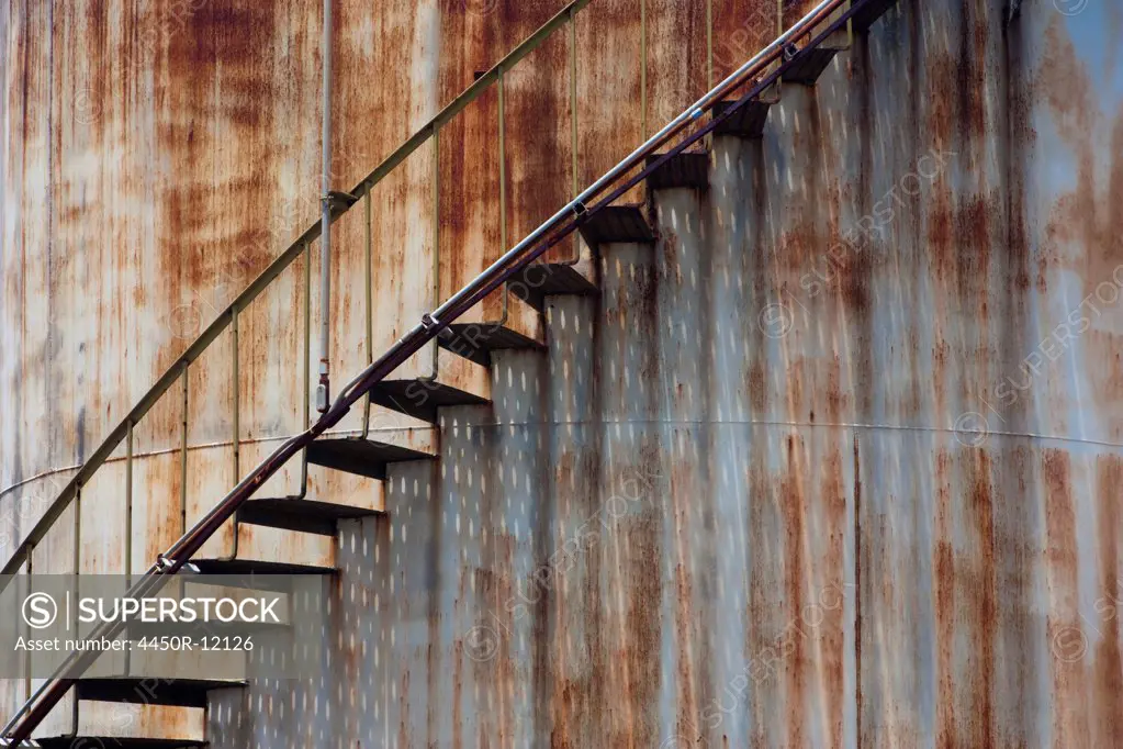 Staircase on a rusting iron structure, Puerto Rico Puerto Rico