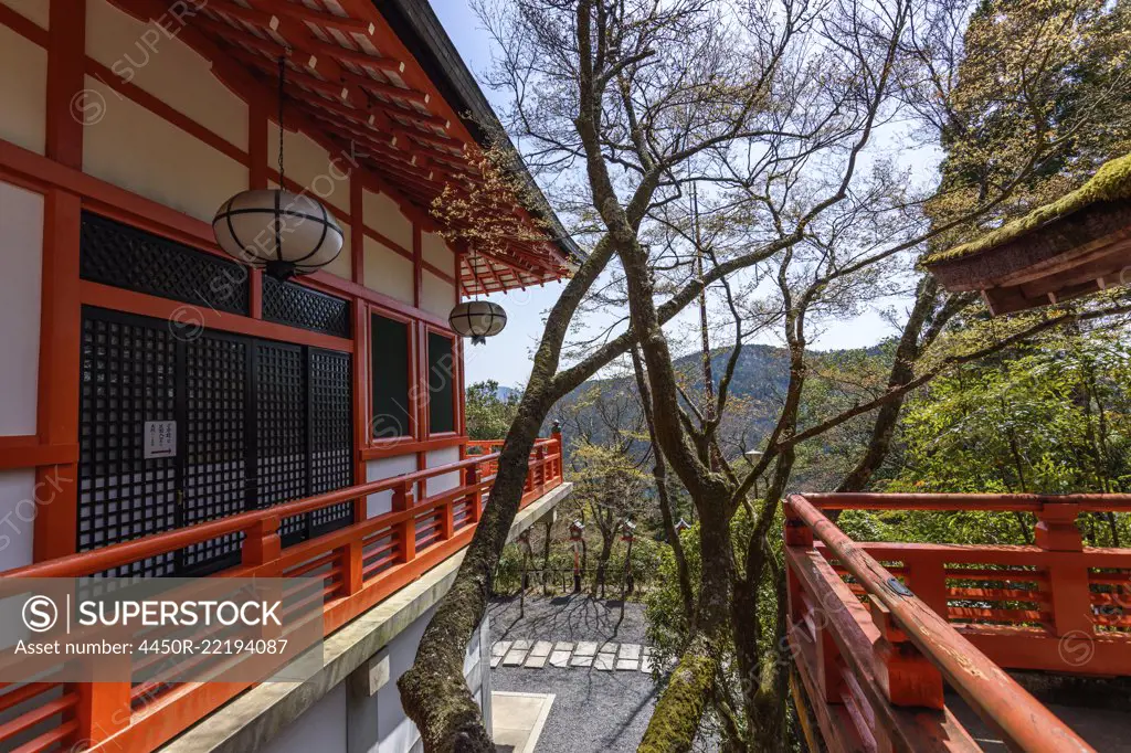 Exterior view of a temple outside Kyoto, Japan.