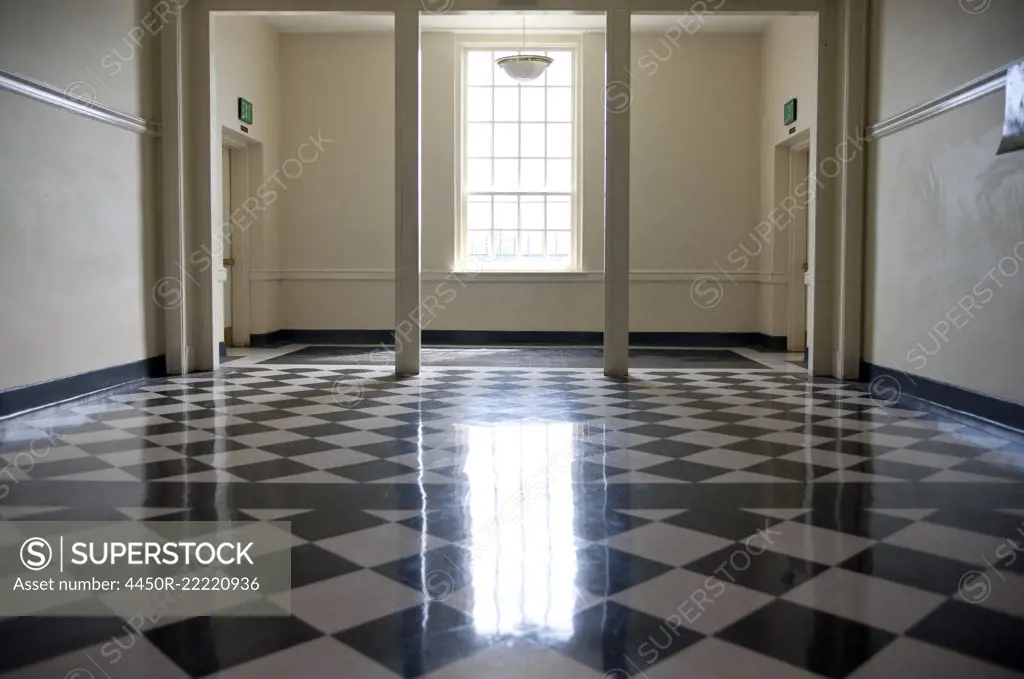 Shiny Checkered Floor of a School