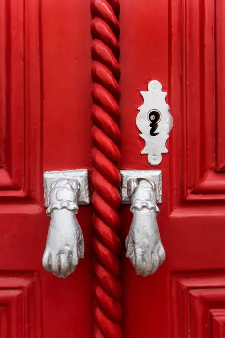 Door knockers in the form of hands, Algarve, Portugal