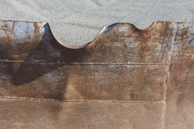 Rusty and worn metal sheet, corrosion.
