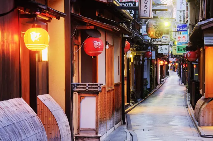 Japanese Businesses on a Pedestrian Street