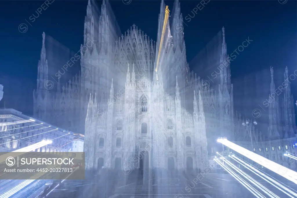 Milan Cathedral at Nigth in Long Exposure Lombardy, Italy.