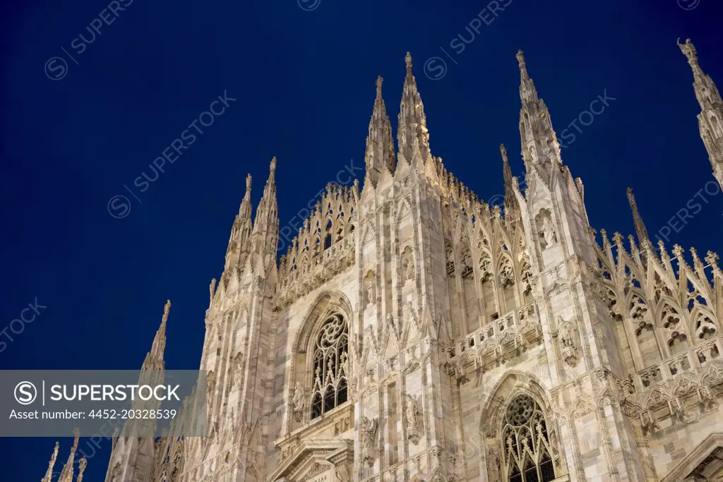 Milan Cathedral at Nigth in Lombardy, Italy.