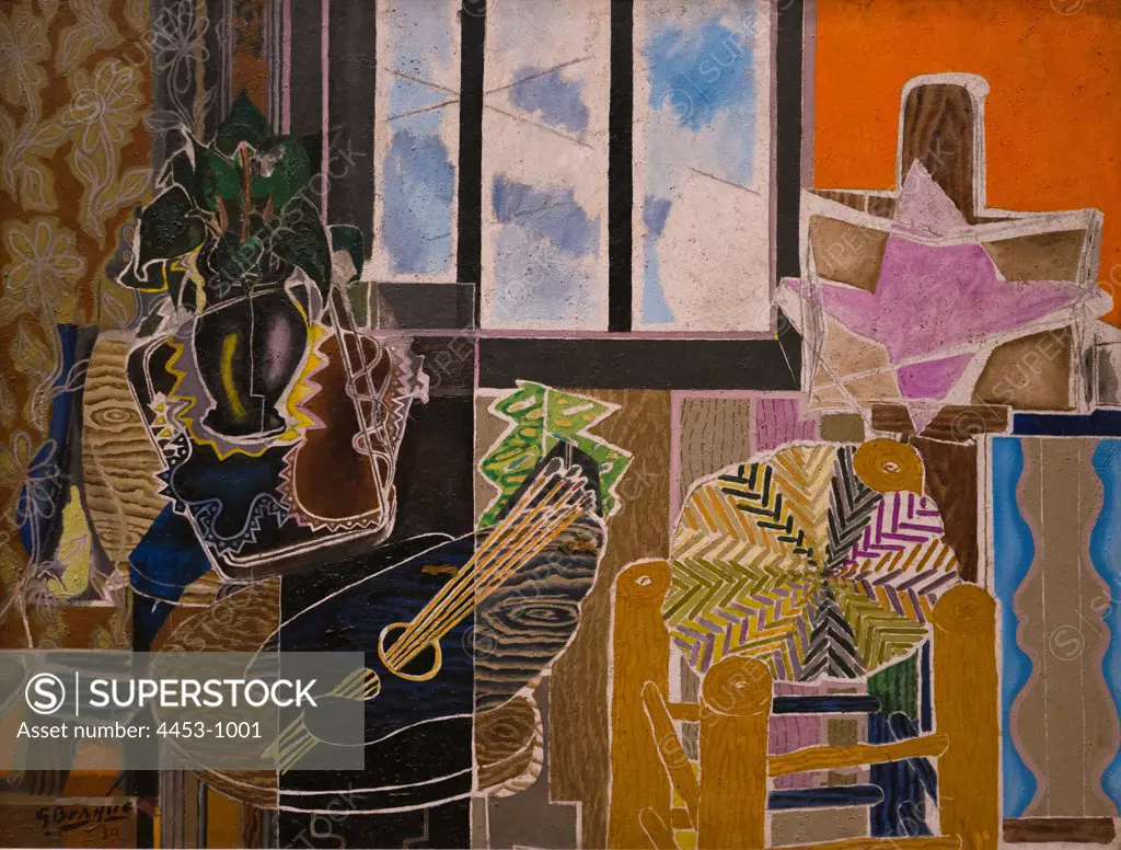 Georges Braque; French; Argenteuil 1882-1963 Paris; The Studio (Vase before Window); oil mixed with sand on canvas ; 1939