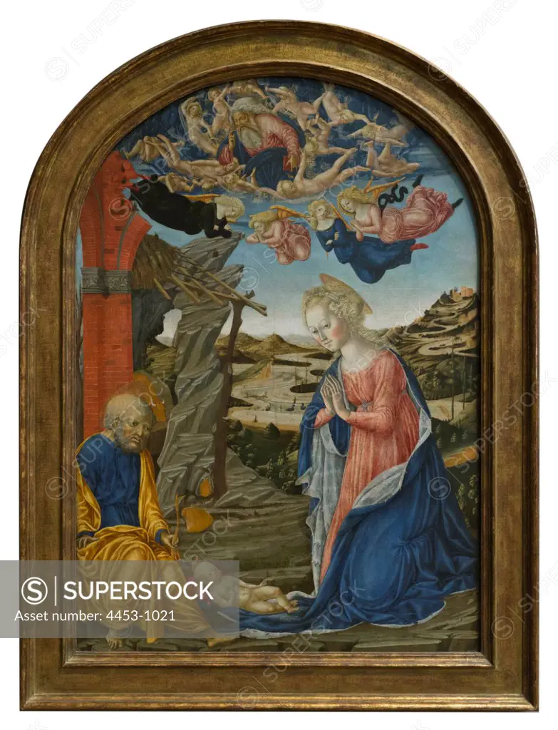 Francesco di Giorgio Martini; Italian; Siena 1439-1501 Siena; The Nativity; Tempera on wood.