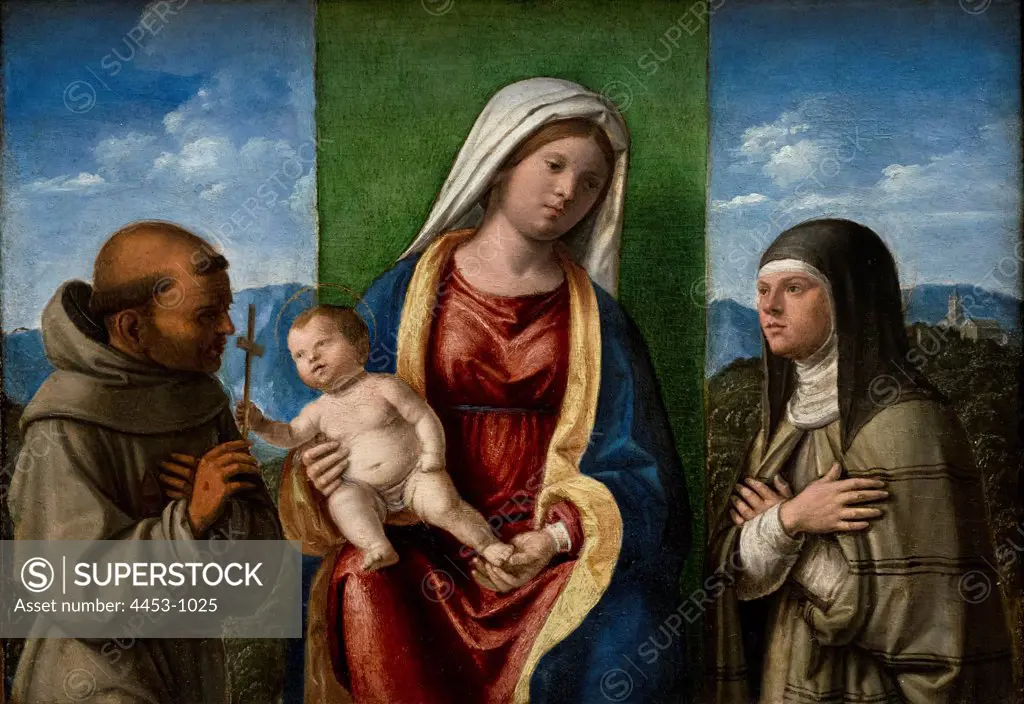 Cima da Conegliano (Giovanni Battista Cima); Italian; Conegliano ca. 1459-1517/18 Venice or Conegliano; Madonna and Child with Saints Francis and Clare; Oil on wood.