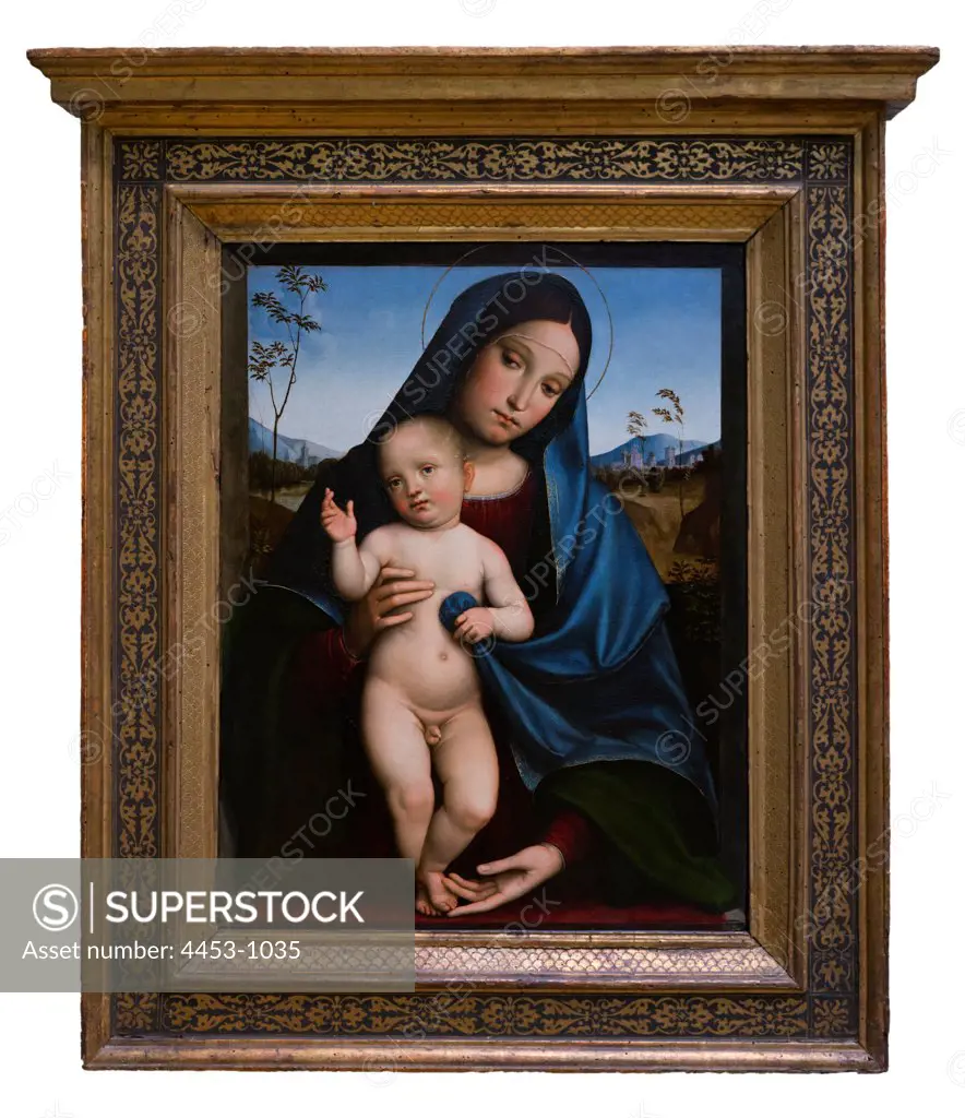 Francesco Francia; Italian; Bologna 1447-1517 Bologna; Madonna and Child; Oil on wood. Wood Frame