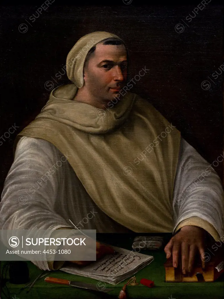 Portrait of Olivetan Monk attributed to Battista Franco (Veniceca 1510-1561 Venice) Oil on canvas.