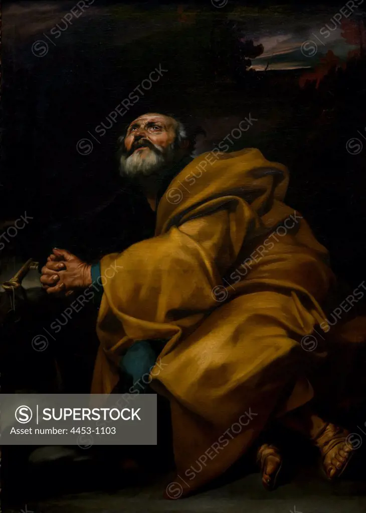 Penitent Saint Peter by Jusepe de Ribera called Lo Spagnoletto (Jativa 1591-1652 Naples) Oil on canvas.
