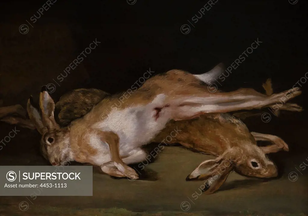 Still Life with Dead Hares by Goya also known as Francisco de Goya y Lucientes ( Fuendetodos 1746-1828 Bordeaux ) Oil on canvas.