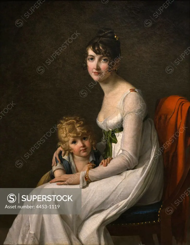 Madame Philippe Panon Desbassayns de Richemont (1778-1855) and Her Son ; Eugene (1800-1859) by Marie Guillelmine Benoist (Paris 1768-1826 Paris) Oil on canvas.